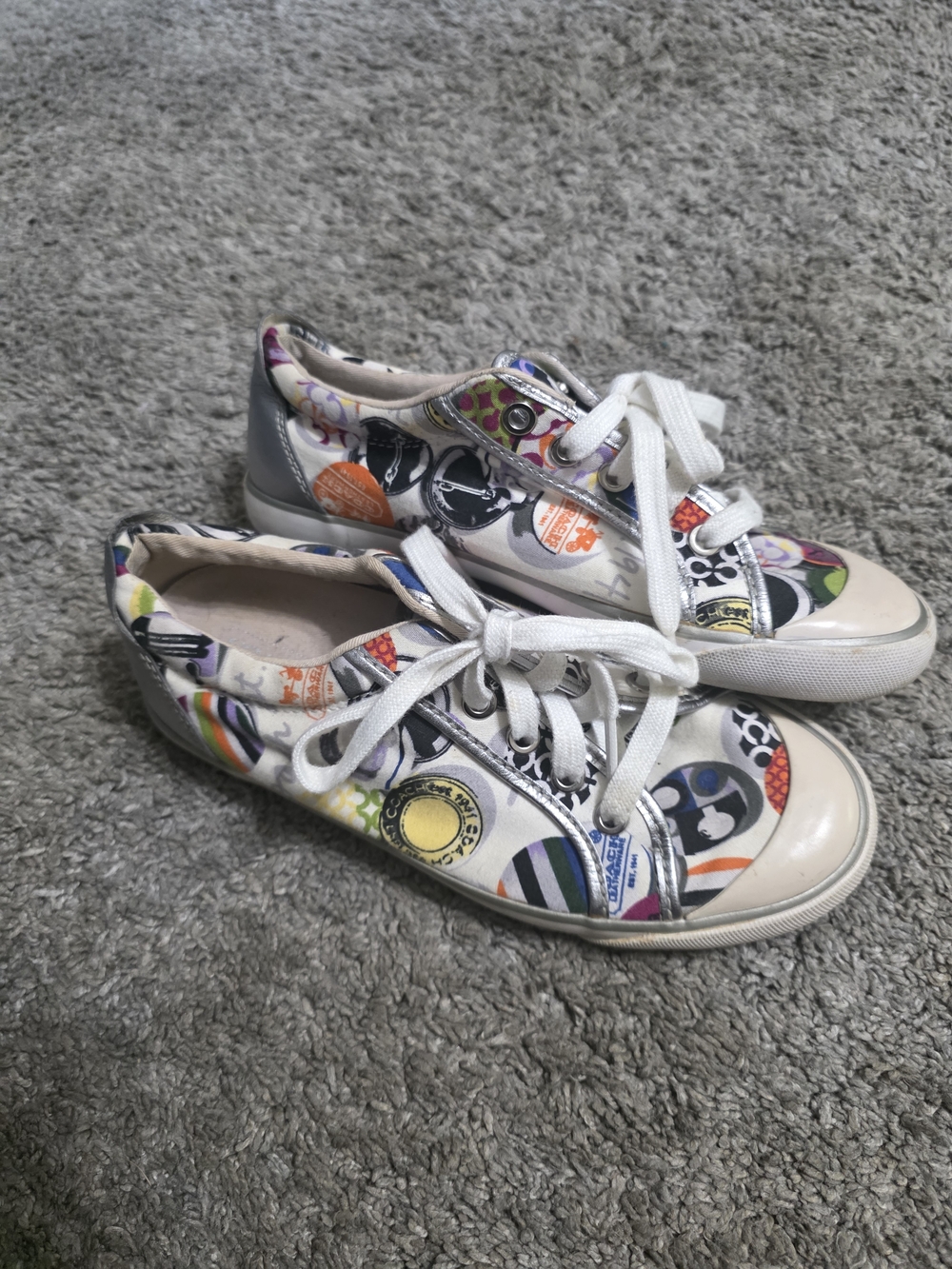 Coach White Multi Graphic Low-Top Lace-Up Sneakers